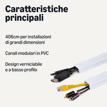 Carica l'immagine nel visualizzatore di Gallery, Amazon Basics Canalina Passacavi per Gestione Cavi Sotto la Scrivania, TV a Parete, Casa e Ufficio, 406,4cm, Bianco