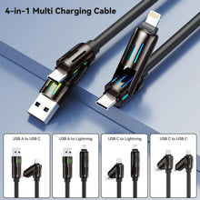 Carica l'immagine nel visualizzatore di Gallery, aceyoon 240W Multi Cavo di Ricarica 4 in 1 Caricatore USB Ricarica Multiplo,1.2M USB C/A a Lighting/USB C Cavo di Ricari