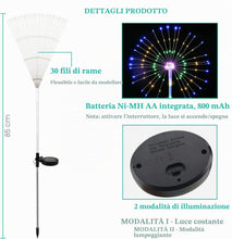 Carica l'immagine nel visualizzatore di Gallery, ZVO Luci Solari Giardino Esterno, 2 Pezzi 120 LED Lucine da Fuochi d'artificio Energia Solare, 2 Modalità di Lampada Dec
