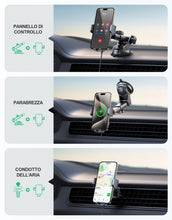 Carica l'immagine nel visualizzatore di Gallery, Glangeh 15W Caricatore Wireless Auto, [Ventosa+Clip+QC3.0] Automatico-Bloccaggio Ricarica Wireless Auto, Porta Cellulare