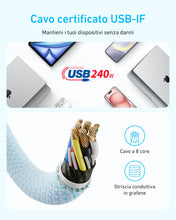 Carica l'immagine nel visualizzatore di Gallery, Anker 240W Cavo USB C Ricarica Rapida, [1m] Nylon Resistente, Bianco