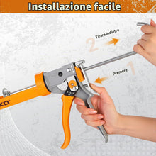 Carica l'immagine nel visualizzatore di Gallery, DEKO Pistola per Silicone Manuale, Doppio Rapporto di Spinta 10:1 e 20:1, Antigoccia Selezionabile, Portacartuccia Girev