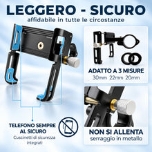 Carica l'immagine nel visualizzatore di Gallery, Porta Cellulare in Alluminio: per Bicicletta - eBike - Mtb - Monopattino Elettrico. Supporto Telefono, Installazione su 