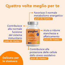 Carica l'immagine nel visualizzatore di Gallery, Vitamina C Tamponata – 1000 mg per Dose Giornaliera – Alta Tollerabilità, Delicata sullo Stomaco, Vegan – 365 Capsule pe
