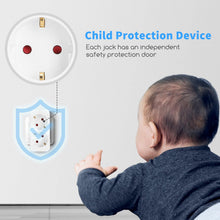 Carica l'immagine nel visualizzatore di Gallery, Aigostar Presa Doppia，Presa Multipla con Protezione Bambini，Adattatore Schuko16 A Combinata Standard Tedesco e Francese，