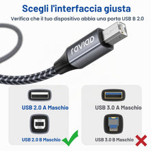 Carica l'immagine nel visualizzatore di Gallery, RAVIAD Cavo Stampante USB 2.0 [2M] Cavo USB Tipo A Maschio a Tipo B Maschio
