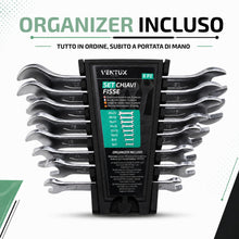 Carica l'immagine nel visualizzatore di Gallery, Chiavi a Forchetta Doppia – 8 Pezzi | 6-22mm | Chiavi Fisse CRV | Organizer