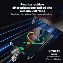 Carica l'immagine nel visualizzatore di Gallery, Multi Cavo di Ricarica,65W 4 in 1 Cavo Ricarica Rapidacavo Multi con Display Digitale Luce LED RGB Micro USB Tipo C Ligh