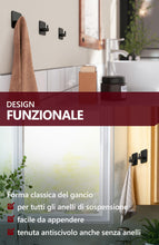 Carica l'immagine nel visualizzatore di Gallery, 4smile ganci adesivi bagno, set di 4, nero - Appendi porta asciugamani impermeabili, appendi accappatoio bagno e cucina 