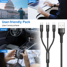 Carica l'immagine nel visualizzatore di Gallery, RAVIAD Multi Cavo di Ricarica 3 in 1 Multiplo Cavetto Micro USB C 1.26M