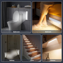Carica l'immagine nel visualizzatore di Gallery, AiQInu Luce Armadio 66 LED con Sensore Movimento, USB Ricaricabile Led Sottopensile,20cm Dimmerabile Lampada Armadio con