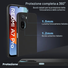 Carica l'immagine nel visualizzatore di Gallery, Cover per Xiaomi Redmi A7 Pro con Protettiva in Vetro Temperato, Silicone TPU Custodia 360 Antiurtfio Gradi,Nero
