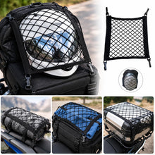 Carica l'immagine nel visualizzatore di Gallery, Rete Elastica per Casco Moto 30x30 cm, Portabagagli con 4 Ganci per Moto Bicicletta Scooter Auto, Rete Porta Casco e Bag