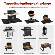 Carica l'immagine nel visualizzatore di Gallery, Tappetino per Barbecue da Esterno 102 x 152 cm, Tappeto Ignifugo per Barbecue, Impermeabile e Anti-Olio, Tappetino Prote