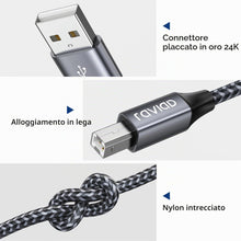 Carica l'immagine nel visualizzatore di Gallery, RAVIAD Cavo Stampante USB 2.0 [2M] Cavo USB Tipo A Maschio a Tipo B Maschio