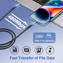 Carica l'immagine nel visualizzatore di Gallery, Cavo iPhone USB C Lightning 2M 2Pezzi, Cavo Lightning USB C Apple Certificato MFi Cavetto i-Phone Cavo Ricarica Filo Car