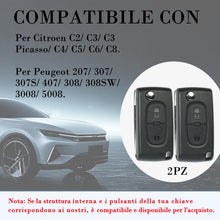 Carica l'immagine nel visualizzatore di Gallery, SUPALAND 2 Pezzi 2 Tasti Auto Guscio Chiave Telecomando Con Lama Per Peugeot 207 307 308 407 408 3008 5008 Citroen C2 C3