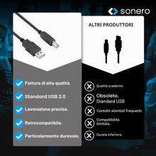 Carica l'immagine nel visualizzatore di Gallery, Sonero® cavo USB 2.0, cavo di connessione, cavo stampante, spina A a spina B, 480 Mbit/s, nero, 2,00 m