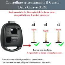 Carica l'immagine nel visualizzatore di Gallery, SUPALAND Guscio Chiave di Ricambio a 2 Tasti Per Telecomando Auto Senza Lama Compatibile con Toyota Yaris Prado Corolla 