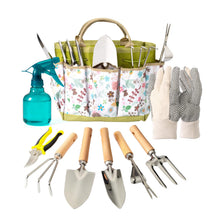 Carica l'immagine nel visualizzatore di Gallery, Bamworld Set da 9 Pezzi Attrezzi da Giardinaggio in Acciaio Inossidabile Resistente Antiruggine con Organizer Ideale, Ki
