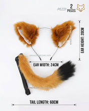 Carica l'immagine nel visualizzatore di Gallery, LEEQ 2 Pezzi Finto peloso volpe gatto orecchie Cosplay Set - Costume volpe Orecchie volpe Coda per Dress Up Carino Costu