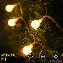Carica l'immagine nel visualizzatore di Gallery, Catena Luminosa a Sfera, 25M 200LED Catena Luminosa a LED per Esterni, 8 Modalità e Funzione Memoria con Spina, Catena d