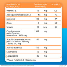Carica l'immagine nel visualizzatore di Gallery, Carnidyn Plus, integratore alimentare supporto per stanchezza fisica e mentale, 20 bustine da 5g, gusto arancia
