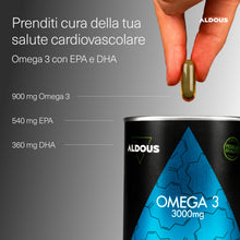 Carica l'immagine nel visualizzatore di Gallery, Omega 3 Olio di Pesce - 3000mg Dose Alto Dosaggio - Acidi Grassi Essenziali