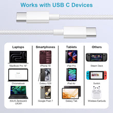 Carica l'immagine nel visualizzatore di Gallery, Cavo USB C USB C 2 Pezzi 3M, 60W Cavetto Caricatore Ricarica Rapida Nylon Filo Caricatore USB C per iPhone 18 17 16 Pro 