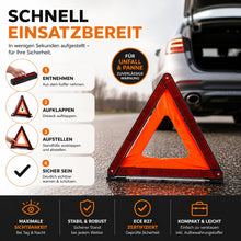 Carica l'immagine nel visualizzatore di Gallery, Triangolo d’Emergenza Auto 2027 Rosso ECE R27 – Segnaletica Riflettente per Incidenti e Guasti – Accessorio Obbligatorio