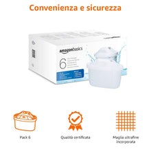 Carica l'immagine nel visualizzatore di Gallery, Amazon Basics Filtri per acqua, adatto e compatibile con tutte le caraffe BRITA, incluse le PerfectFit, 6 unità, confezi