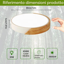 Carica l'immagine nel visualizzatore di Gallery, Riserva Plafoniera LED Soffitto Legno Bianco 30W, Rotonda 4500K