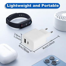 Carica l'immagine nel visualizzatore di Gallery, 3 Pezzi Caricatore USB C, 20W Alimentatore USB C, Type C PD+QC Double Mural Presa Usbc per iPhone 18 17 16 15 14 13 12 1