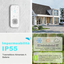 Carica l'immagine nel visualizzatore di Gallery, AIMAX Campanello Senza Fili Da Esterno con 2 Trasmettitori e 1 Ricevitore,Portata 400m,Wireless Doorbell,IP55 Impermeabi