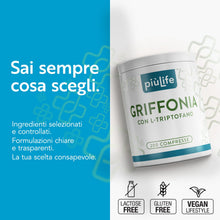 Carica l'immagine nel visualizzatore di Gallery, Griffonia PiùLife 400 mg con L-Triptofano - 200 Compresse