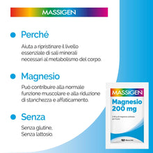 Carica l'immagine nel visualizzatore di Gallery, MASSIGEN Integratore Alimentare Magnesio, Aroma Limone, 20 Buste