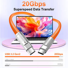 Carica l'immagine nel visualizzatore di Gallery, Cavo Silicone USB 3.2 Gen2 1M, Cavi Flessibile USBC 20Gbps PD 100W Tipo C 4K@60Hz per Thunderbolt 3, iPad, MacBook, Aran