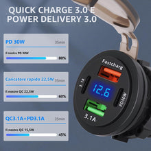 Carica l'immagine nel visualizzatore di Gallery, Presa USB 12V Caricabatterie da Auto, 4 Porte 68W Total USB C PD &amp; QC 3.0