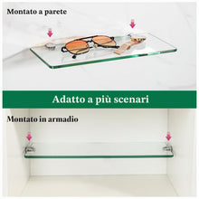 Carica l'immagine nel visualizzatore di Gallery, SAYAYO Mensola Doccia Vetro Mensola in Vetro per Bagno 30 CM, 2 Pezzi