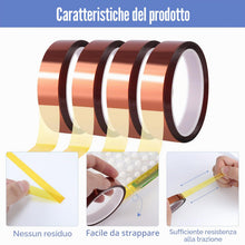 Carica l'immagine nel visualizzatore di Gallery, Nastro Kapton 4 Rotoli 10 Mm X 30 M Marrone Resistente Al Calore