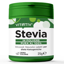 Carica l'immagine nel visualizzatore di Gallery, VITATIV Stevia Pura in Polvere - Rebaudioside A 98% Dolcificante Naturale - Zero Calorie, Ideale per Diete Ketogeniche, 