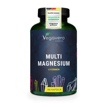 Carica l'immagine nel visualizzatore di Gallery, Vegavero Magnesio Completo Complex, con Vitamina B2 e B6, 4 Forme: Citrato + Bisglicinato + Malato + Taurato, 180 capsul