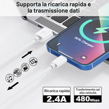 Carica l'immagine nel visualizzatore di Gallery, 1M 2Pezzi Cavo iPhone Originale Certificato MFi per Apple iPhone 14 13 12 11 Pro Max/Mini/X/XS/8/7/6Plus/SE/iPad, Cavo R