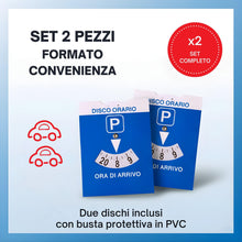 Carica l'immagine nel visualizzatore di Gallery, 2 Pezzi Disco Orario Auto | Formato Grande 11.5x15 cm con Busta PVC Trasparente | Parchimetro Disco Orario Omologato Ita