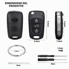 Carica l'immagine nel visualizzatore di Gallery, 2 Pezzi Guscio Chiave Compatibile con Hyundai ix35 ix20 i30 i20 i10 e Kia Sportage Soul Ceed Rio Picanto Venga 3 Tasti T