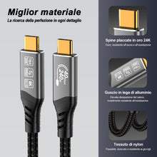 Carica l'immagine nel visualizzatore di Gallery, USB-C Thunderbolt 4 0,5m - Cavo dati 40Gbps, ricarica rapida 240W, video 4K@144Hz 8K@60Hz per eGPU, MacBook, SSD, Switch