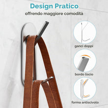 Carica l'immagine nel visualizzatore di Gallery, Alyvisun 5 Pezzi Ganci Adesivi, Appendi Accappatoio Bagno in Acciaio Inox