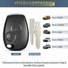 Carica l'immagine nel visualizzatore di Gallery, Jongo® Guscio Chiave per Dacia Duster e Sandero - NE73 / VAC102 senza Lama