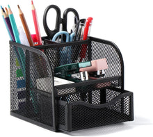 Carica l'immagine nel visualizzatore di Gallery, Vinabo Organizer Scrivania, Portapenne da Scrivania in Rete Metallica, Portapenne Organizer Scrivania Ufficio con 4 Scomparti di Ordinamento, Porta Penne per Casa, Scuola, Uffici