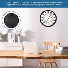 Carica l'immagine nel visualizzatore di Gallery, Termometro per interni ed esterni: 25 cm - Termometro e igrometro da parete - Alta precisione di misurazione - Igrometro